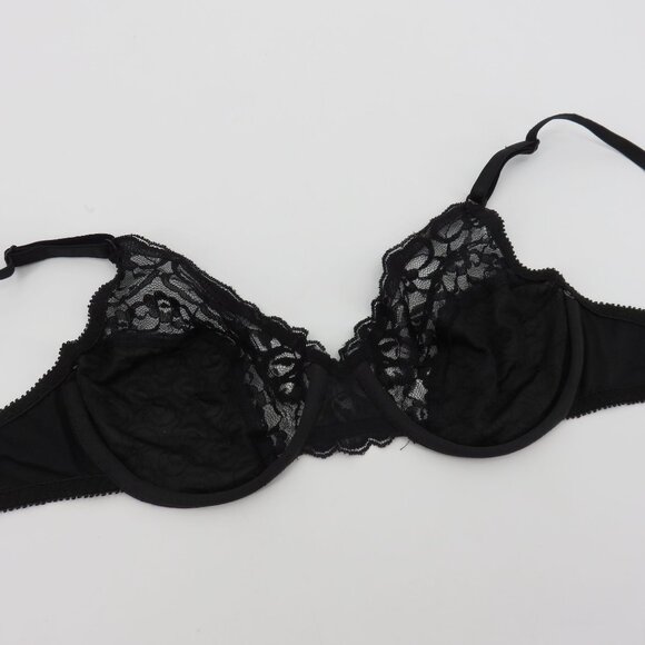 VTG Lilyette 36B Bra Style 96033 Black Floral Flower Lace Underwire Unlined Bow - Picture 7 of 13